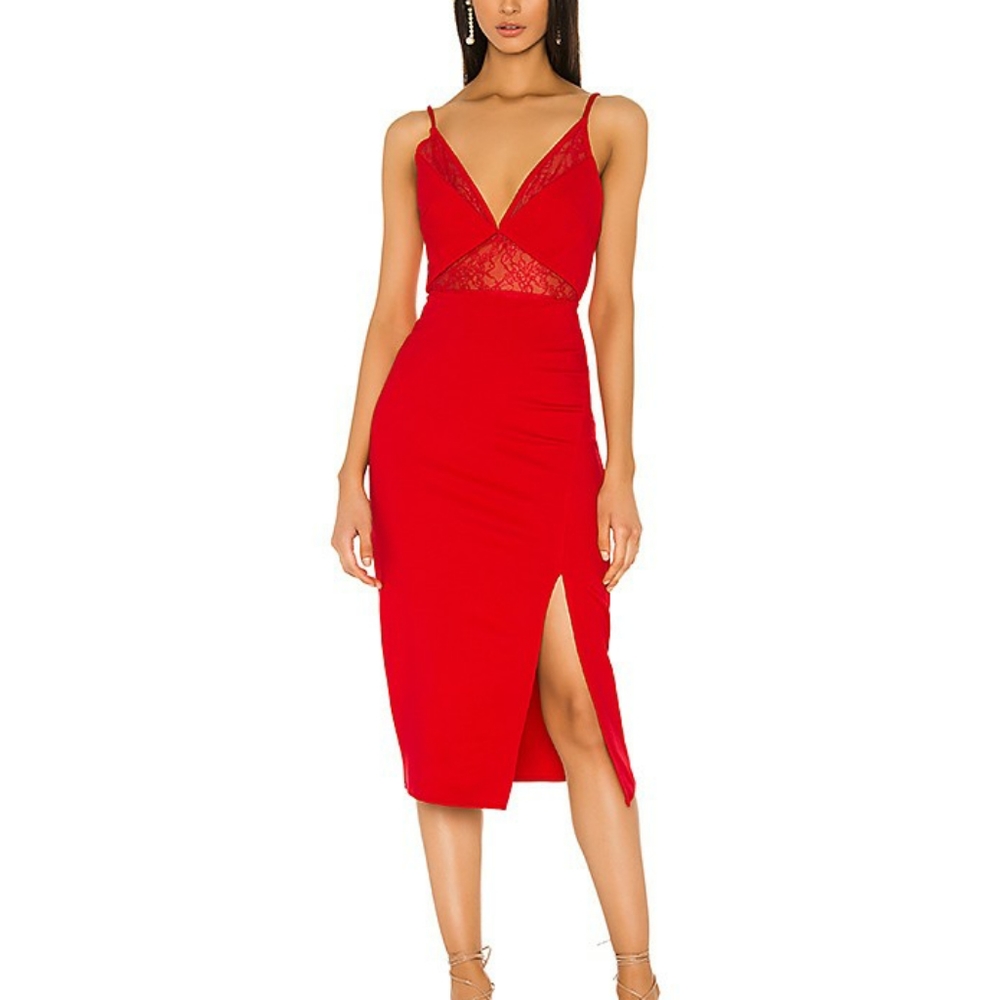 Avie Midi Dress in Cherry Red L